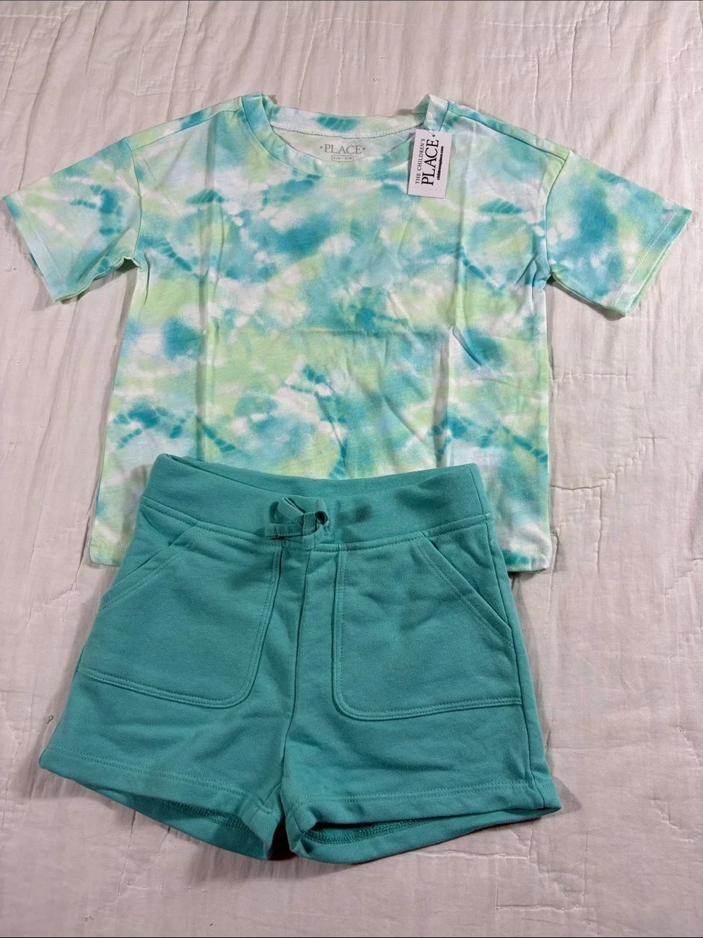 The‎ Childrens Place Girls 5/6 Romper and Tie Dye Shorts Set Bundle NWT 3pc
